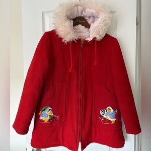 Vintage 1960s Winter Wool Parka Embroidered Canadian Medium Northern Life